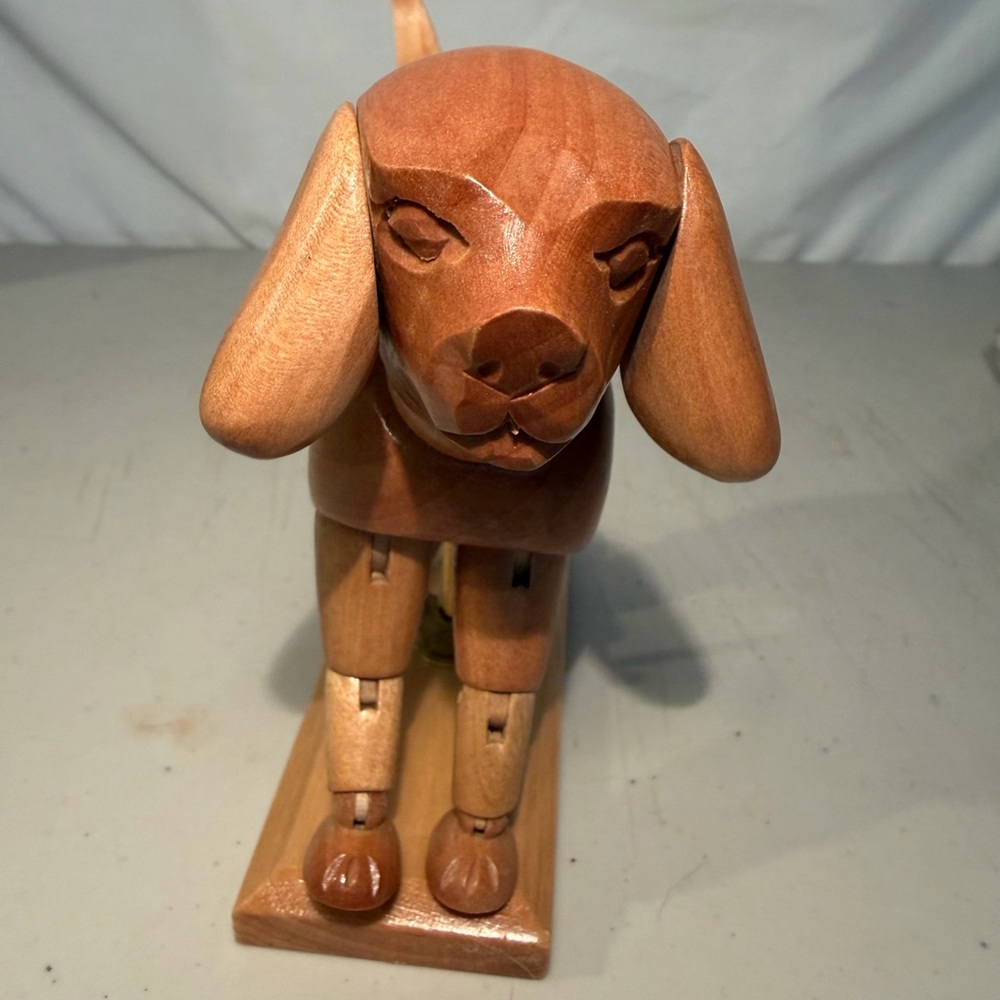 Wooden Dog Figurine - Brown Decorative Pet Sculpture